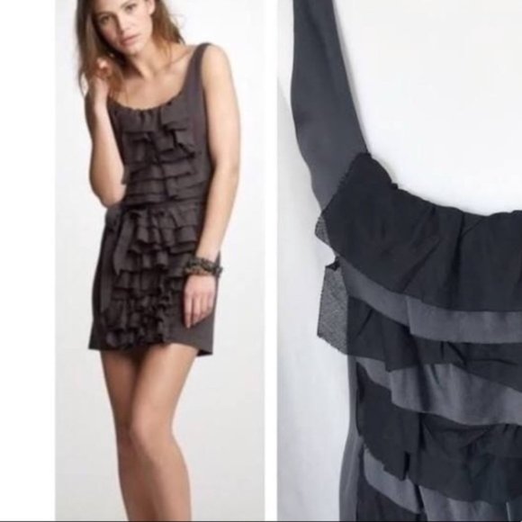 J. Crew Rogue Ruffle Dress Black and Grey XS - Picture 2 of 4